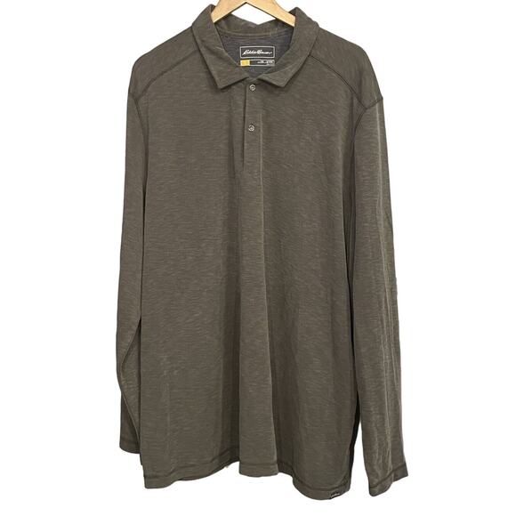 Eddie Bauer Travex Shirt Luxe‎ Tencel Blend Long Sleeve Polo Outdoors 3XL New - Picture 1 of 15
